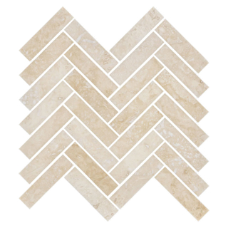 Picture of Elon Tile & Stone - Herringbone Mosaics 1 x 4 Cross-Cut Light Ivory Travertine Honed