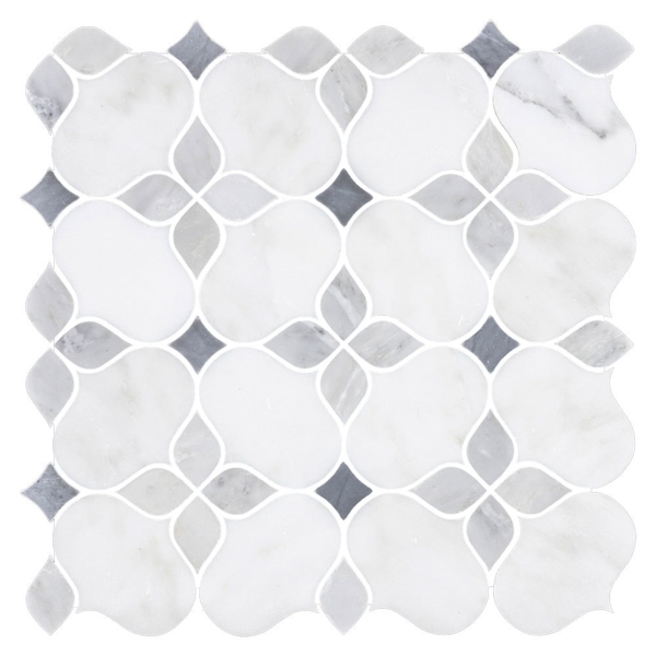 Picture of Elon Tile & Stone - Silhouette Mosaics Pearl White Mystic Gray Bardiglio Nuvolato