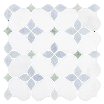 Picture of Elon Tile & Stone - Silhouette Mosaics White Thassos Blue Celeste Ming Green Polished