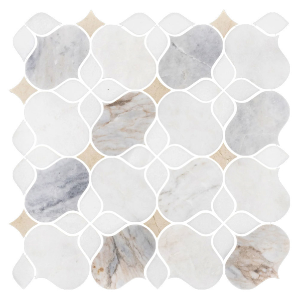 Picture of Elon Tile & Stone - Silhouette Mosaics Bianco Oro White Thassos Crema Marfil Honed