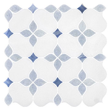 Picture of Elon Tile & Stone - Silhouette Mosaics White Thassos Blue Celeste Azul Macauba Polished