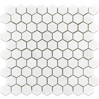 Picture of Elon Tile & Stone - Hexagon Mosaics 1 1/4 White Thassos Polished