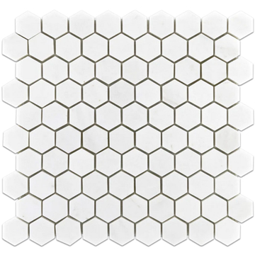 Picture of Elon Tile & Stone - Hexagon Mosaics 1 1/4 White Thassos Polished