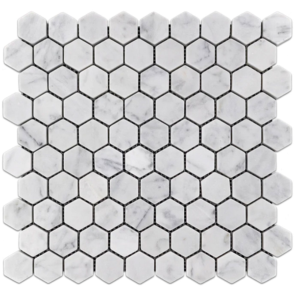 Picture of Elon Tile & Stone - Hexagon Mosaics 1 1/4 Bianco Carrara Polished