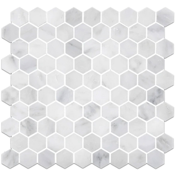 Picture of Elon Tile & Stone - Hexagon Mosaics 1 1/4 Pearl White Polished