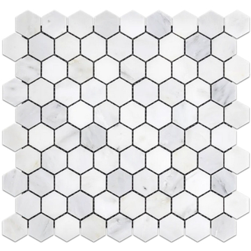 Picture of Elon Tile & Stone - Hexagon Mosaics 1 1/4 Pearl White Honed