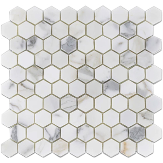 Picture of Elon Tile & Stone - Hexagon Mosaics 1 1/4 Calacatta Gold Polished