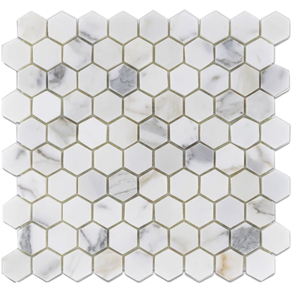 Picture of Elon Tile & Stone - Hexagon Mosaics 1 1/4 Calacatta Gold Polished