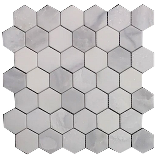 Picture of Elon Tile & Stone - Hexagon Mosaics 2 Ice White Polished