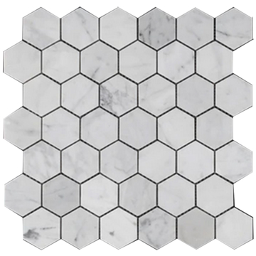 Picture of Elon Tile & Stone - Hexagon Mosaics 2 Bianco Carrara Honed