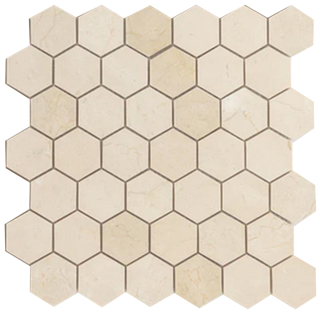 Picture of Elon Tile & Stone - Hexagon Mosaics 2 Crema Marfil Honed