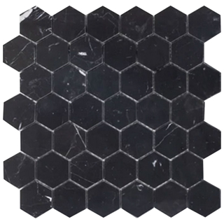 Picture of Elon Tile & Stone - Hexagon Mosaics 2 Black Marble Honed