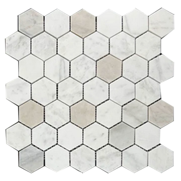 Picture of Elon Tile & Stone - Hexagon Mosaics 2 Bianco Oro Honed