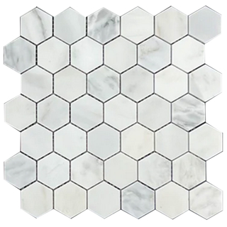 Picture of Elon Tile & Stone - Hexagon Mosaics 2 Pearl White Honed