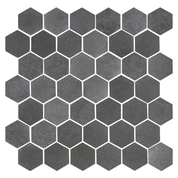 Picture of Elon Tile & Stone - Hexagon Mosaics 2 Grey Basalt Honed