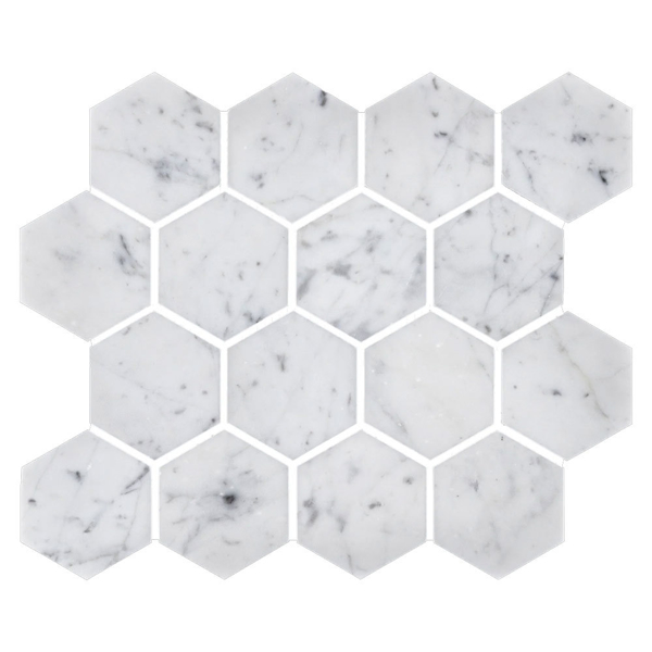 Picture of Elon Tile & Stone - Hexgon Mosaics 3 Bianco Carrara Honed