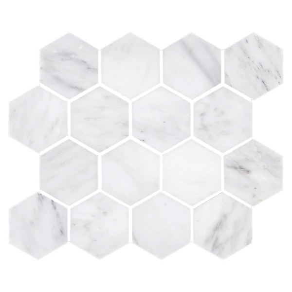 Picture of Elon Tile & Stone - Hexgon Mosaics 3 Pearl White Honed