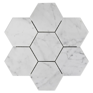 Picture of Elon Tile & Stone - Hexagon Mosaics 5 Bianco Carrara Polished