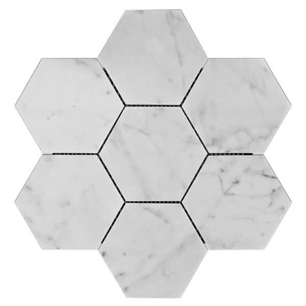 Picture of Elon Tile & Stone - Hexagon Mosaics 5 Bianco Carrara Polished