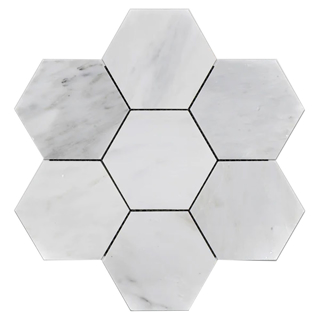 Picture of Elon Tile & Stone - Hexagon Mosaics 5 Pearl White Honed