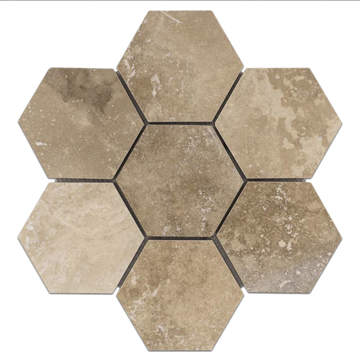 Picture of Elon Tile & Stone - Hexagon Mosaics 5 Durango Limestone Honed