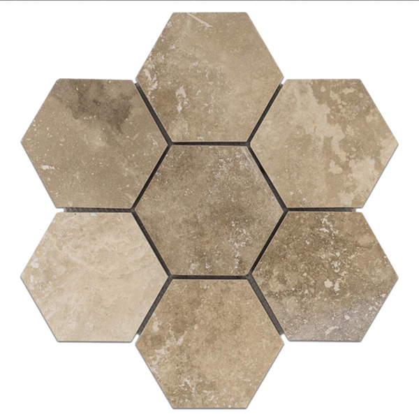 Picture of Elon Tile & Stone - Hexagon Mosaics 5 Durango Limestone Honed