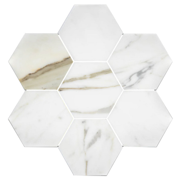 Picture of Elon Tile & Stone - Hexagon Mosaics 5 Calacatta Gold Honed