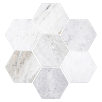 Picture of Elon Tile & Stone - Hexagon Mosaics 5 Bianco Oro Honed