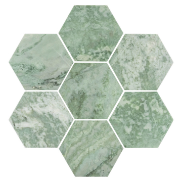 Picture of Elon Tile & Stone - Hexagon Mosaics 5 Emerald Green Honed