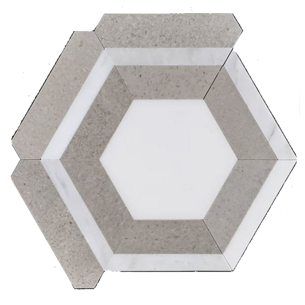 Picture of Elon Tile & Stone - Honeycomb Mosaics Pearl White Sand Dollar