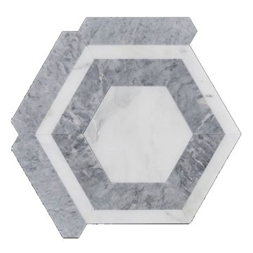 Picture of Elon Tile & Stone - Honeycomb Mosaics Pearl White Pacific Gray