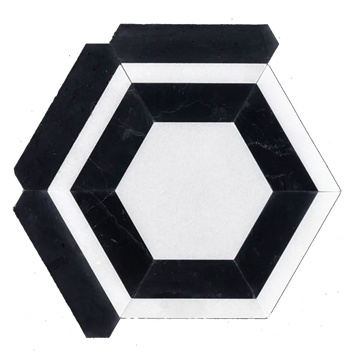 Picture of Elon Tile & Stone - Honeycomb Mosaics White Absolute China Black