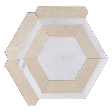 Picture of Elon Tile & Stone - Honeycomb Mosaics Pearl White Crema Marfil