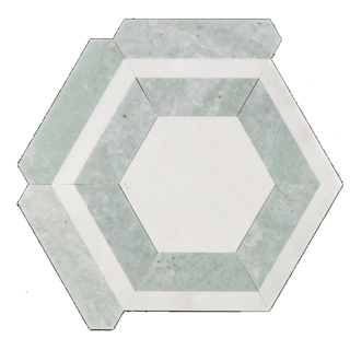 Picture of Elon Tile & Stone - Honeycomb Mosaics Ming Green White Absolute