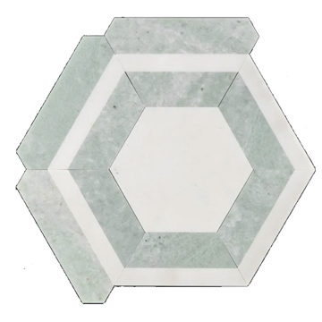 Picture of Elon Tile & Stone - Honeycomb Mosaics Ming Green White Absolute