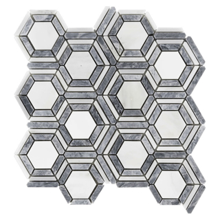 Picture of Elon Tile & Stone - Kaleidoscope Mosaics Pearl White Pacific Gray Honed