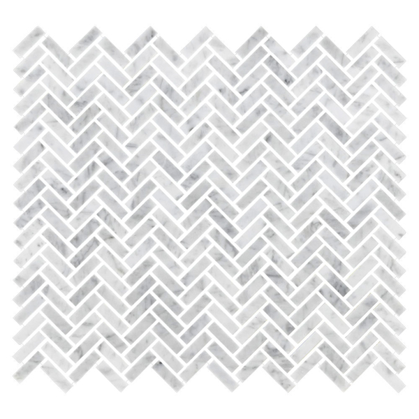 Picture of Elon Tile & Stone - Micro Herringbone Mosaics Bianco Carrara