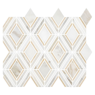 Picture of Elon Tile & Stone - Petite Jewel Mosaics Calacatta Gold with White Thassos & Crema Marfil Honed