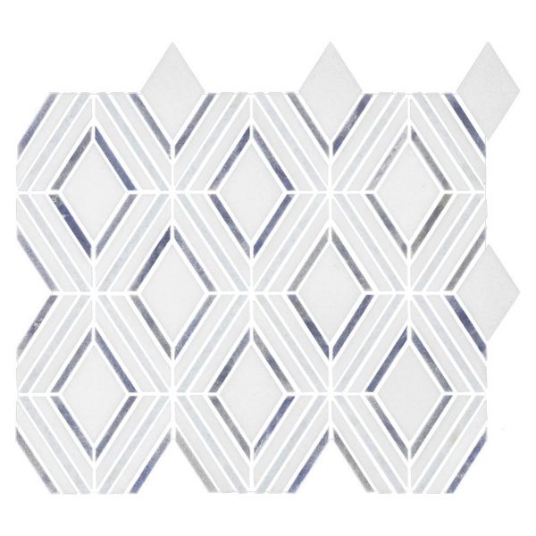 Picture of Elon Tile & Stone - Petite Jewel Mosaics White Thassos with Blue Celeste & Azul Macauba Polished