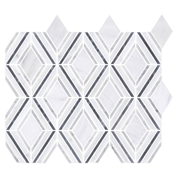 Picture of Elon Tile & Stone - Petite Jewel Mosaics Pearl White with Mystic Gray & Bardiglio Nuvolato Honed