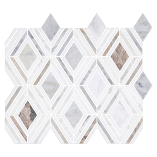 Picture of Elon Tile & Stone - Petite Jewel Mosaics Bianco Oro with White Thassos Honed