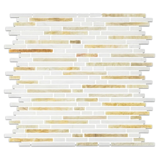 Picture of Elon Tile & Stone - Random Mini Strip Mosaics White Thassos Honey Onyx