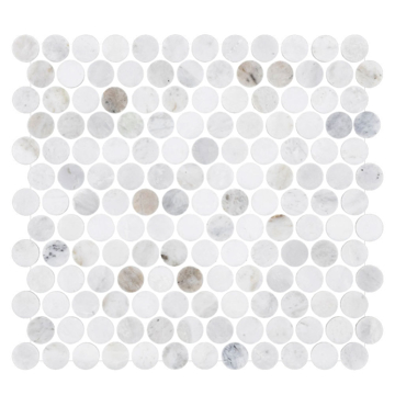 Picture of Elon Tile & Stone - 1 Rounds Mosaics Bianco Oro Honed