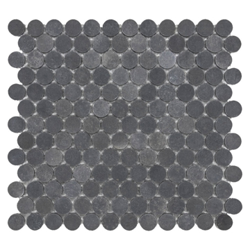 Picture of Elon Tile & Stone - 1 Rounds Mosaics Grey Basalt Honed