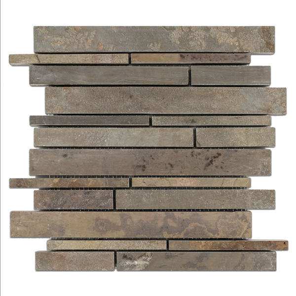 Picture of Elon Tile & Stone - Slate Random Strip Mosaics Lotus Multicolor Slate