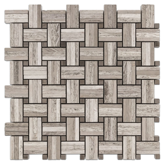 Picture of Elon Tile & Stone - Tri-Weave Mosaics Beachwood Driftwood Dot Honed