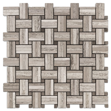 Picture of Elon Tile & Stone - Tri-Weave Mosaics Beachwood Driftwood Dot Honed