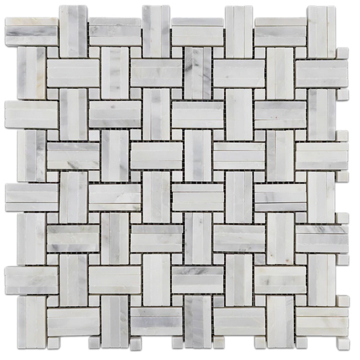 Picture of Elon Tile & Stone - Tri-Weave Mosaics Pearl White Honed