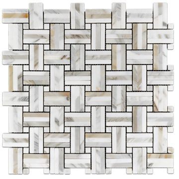 Picture of Elon Tile & Stone - Tri-Weave Mosaics Calacatta Gold Polished