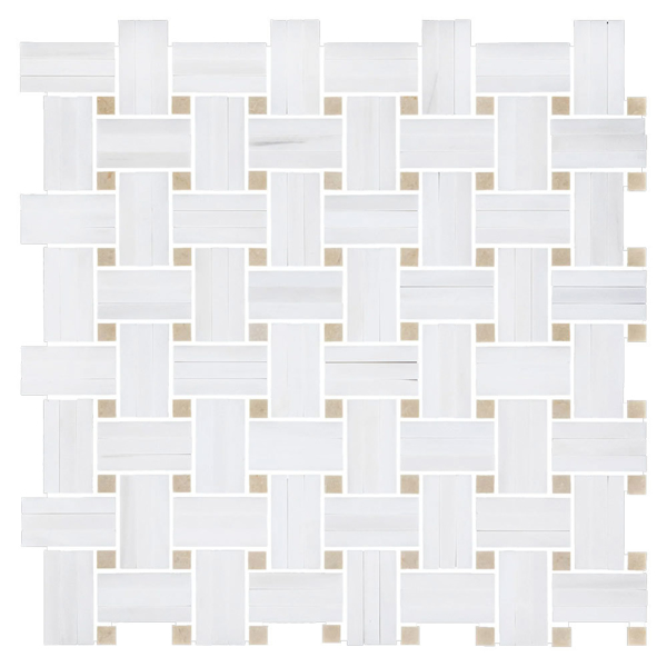 Picture of Elon Tile & Stone - Tri-Weave Mosaics Dolomite Crema Marfil Honed